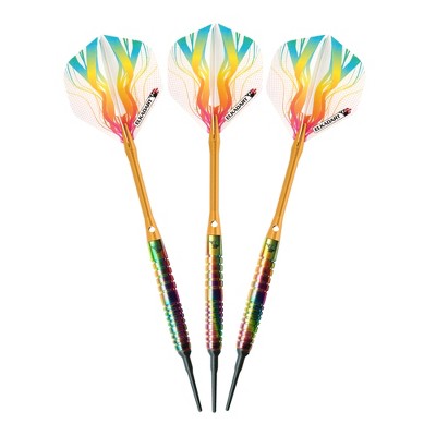 Elkadart Rainbow 90% Tungsten Soft Tip Darts Multi Color Titanium Coating Ringed Barrel 18 Grams