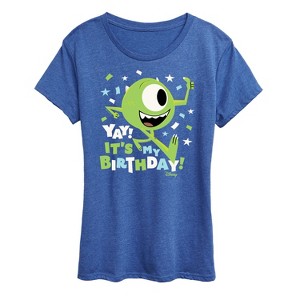 Women's - Disney - Mike Yay It's My Birthday Short Sleeve Graphic T-Shirt - 1 of 4