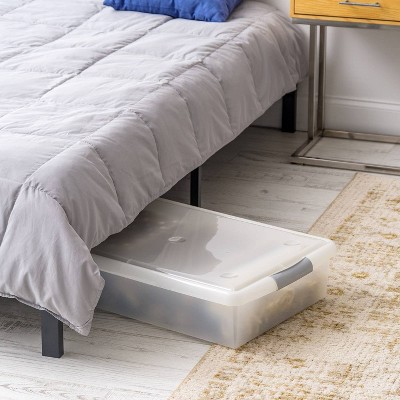 Clear 40qt Stackable Plastic Underbed Storage Box with Lid