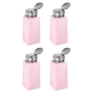 Unique Bargains Makeup Remover Nail Polish Push Down Alcohol Dispenser Bottles 4 Pcs 250ML(8.5oz) Pink - 1 of 4