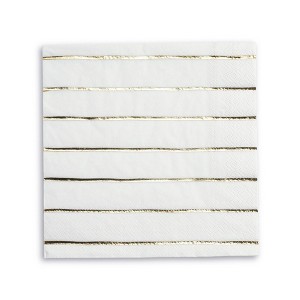 Daydream Society - Gold Frenchie Striped Large Napkins - Pack of 16 Paper Napkins - 1 of 1