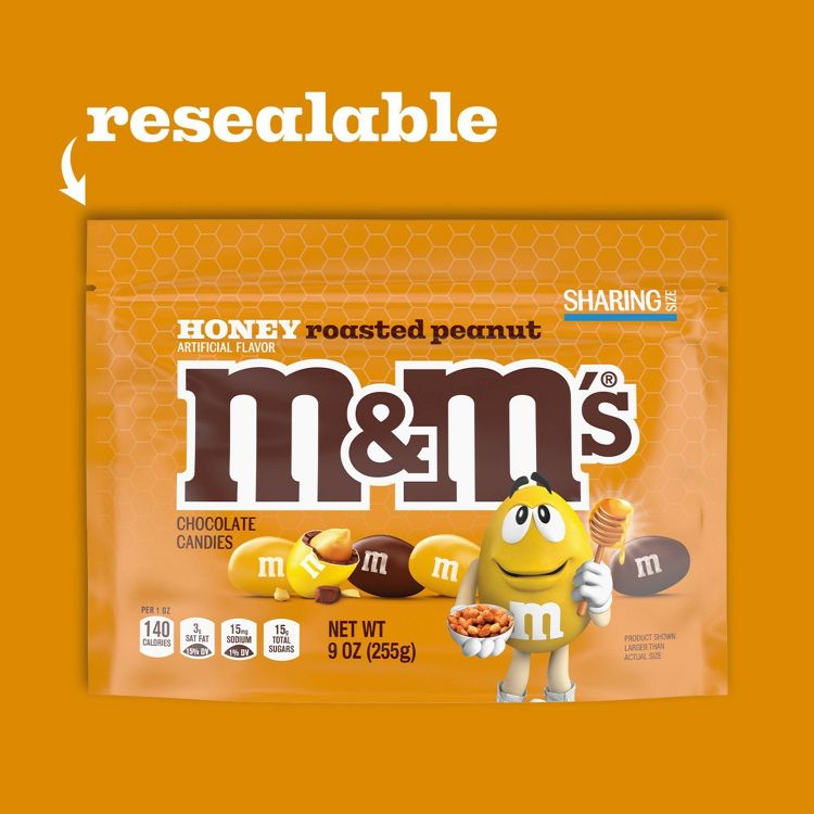 MM'S Honey Roasted Peanut Milk Chocolate Candy, Sharing Size 9.0 oz – On the Go Snack, Game Night Treats & Chocolate Candy 