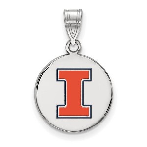 Black Bow Jewelry Sterling Silver Illinois Fighting Illini NCAA Medium Pendant - 1 of 3