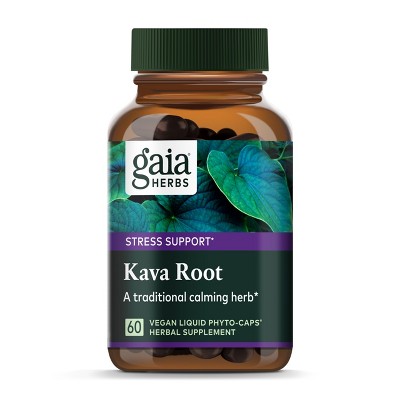 Gaia Herbs Kava Root - Helps Sustain a Sense of Natural Calm and Relaxation During Times of Stress - 60 Vegan Liquid Phyto-Capsules