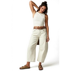 Clearlove Women's Baggy Jeans Vintage Wide Leg Barrel Denim Ankle Pants - 1 of 4