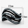 Slickblue Women’s Wave Design Ring – IP Black Stainless Steel with Sea Blue Synthetic Crystal, size 5-10 - 2 of 4