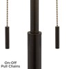 Franklin Iron Works Bernie Industrial Table Lamps Set of 2 with Round Risers 26" Tall Bronze USB Charging Port Tan Drum Shade for Bedroom Living Room - 3 of 4