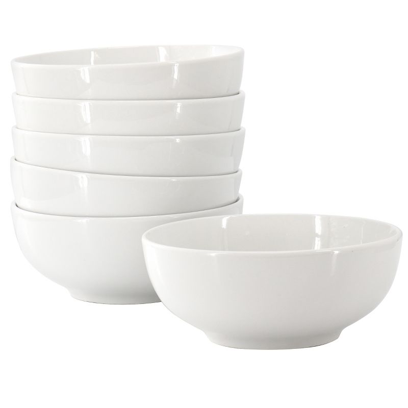Our Table Simply White 6 Piece 6 Inch Round Porcelain Cereal Bowl Set in White, 1 of 6
