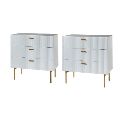 Brian 32'' Tall  3 Drawer  Bachelor  Chest with storage for bedroom,Set of 2 |  ARTFUL LIVING DESIGN