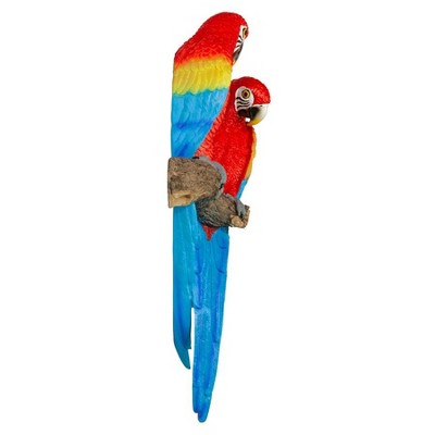 Tropical Scarlet Macaws Resin Wall Statue 26.2" High