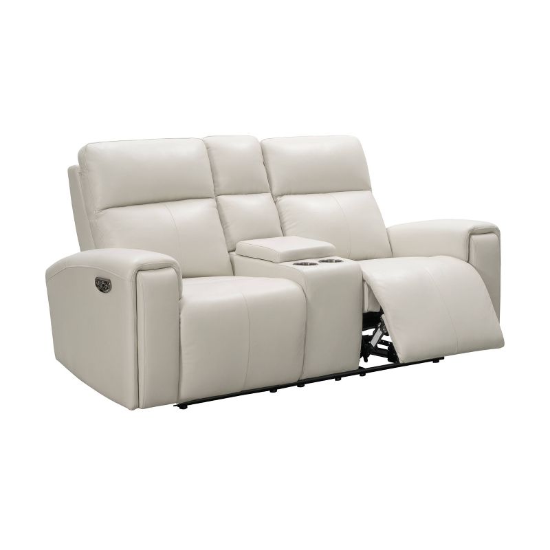 Karina Leather Power Reclining Console Loveseat with Power Headrests Ivory - Abbyson Living, 3 of 6