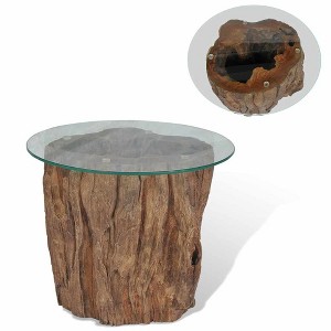 vidaXL Coffee Table Teak Glass 19.7"x15.7" - 1 of 4
