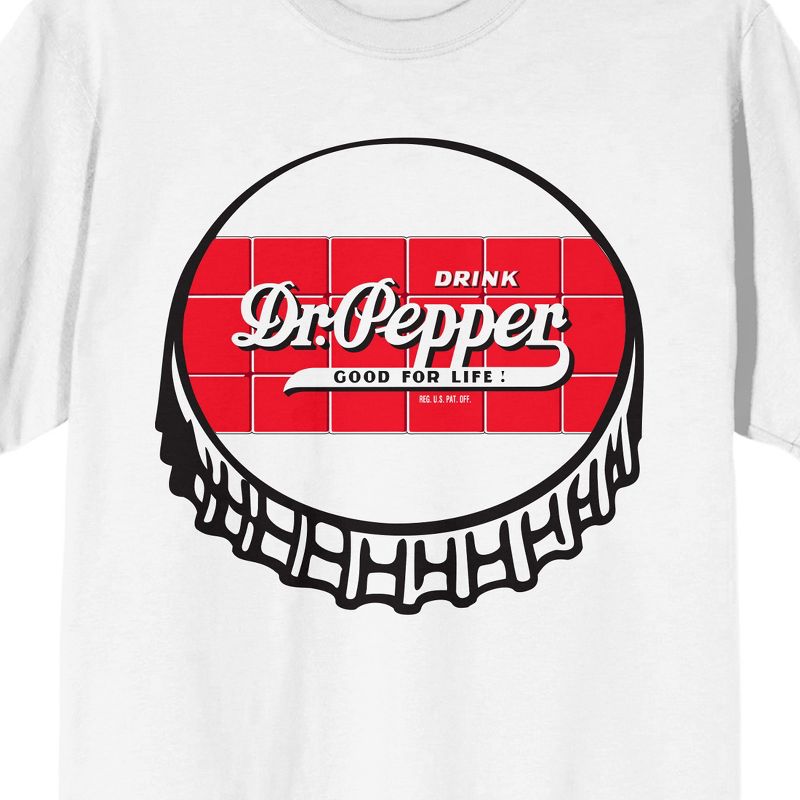 Dr. Pepper Bottle Cap With Logo Crew Neck Short Sleeve White Men's T-shirt, 2 of 4