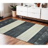 Charcoal And Ivory Wool Striped Hand Woven Area Rug - 2 of 4