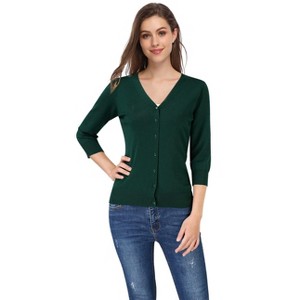 Clearlove Women's 3/4 Sleeve Button Down Sweater Cardigan - 1 of 4