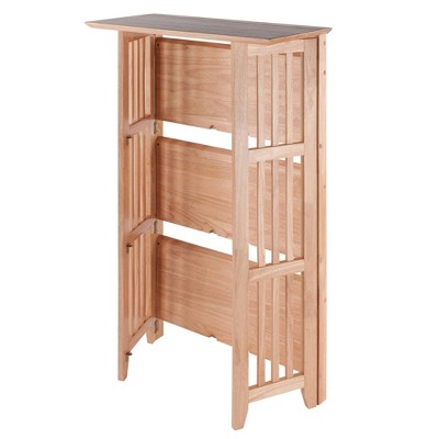 Natural Light Wood 4-Tier Foldable Bookshelf