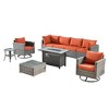 Ovios Venice 9pc Wicker Outdoor Patio Furniture Set Conversation Sofa with a Metal Fire Pit, Swivel Chairs and Cushions - 2 of 4
