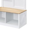 TiramisuBest Natural Oak Hall Tree: Multistorage Marvel with 1 Mirror and Adjustable Legs for Customized Functionality! - 4 of 4