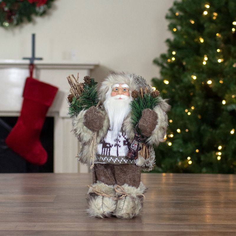 Northlight 12" Mountain Santa Dressed in Plush Brown Coat and Fur Boots Christmas Figure, 2 of 6