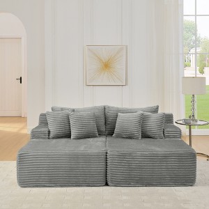 VAISP Two-seater Velvet Lounge Chair - No Assembly Fluffy Sofa, Modern Black Lounger for Living Room & Bedroom - 1 of 4