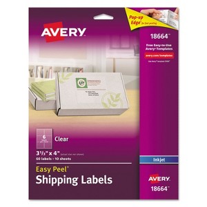 Avery Clear Easy Peel Mailing Labels Inkjet 3 1/3 x 4 60/Pack 18664 - 1 of 4