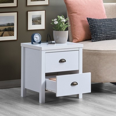 Nightstand Bedside Table, Wooden Frame with Storage Drawer, Bed Side Table with Adjustable LED Strip Light, Storage End Table for Bedroom