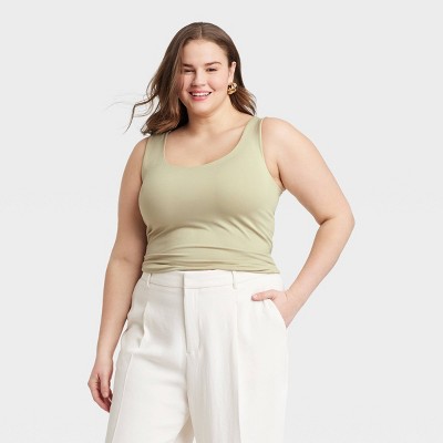 Women's Slim Fit Seamless Tank Top - A New Day™ Light Green 3X