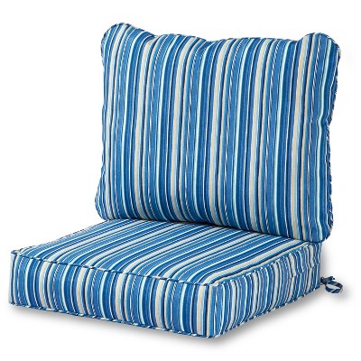 2pc Sapphire Stripe Outdoor Deep Seat Cushion Set - Kensington Garden