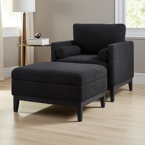 35.4" Boucle Square Armchair with Ottoman and Coffee Table Lid - 1 of 2