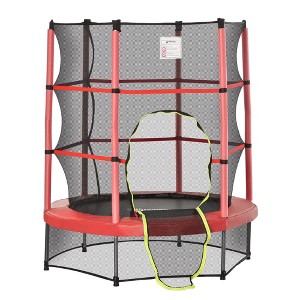 APRILSOUL Red 5FT Kids Trampoline with Enclosure Net, Safety Pad and Steel Frame for Indoor and Outdoor, Toddler Round Bouncer for Age 3 to 6 Years - 1 of 4