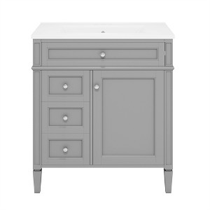 Tramull Modern Bathroom Vanity with Sink Top, 2 Drawers & Tip-Out Tray, Storage Cabinet for Bathroom Decor, Easy Assembly - 1 of 4
