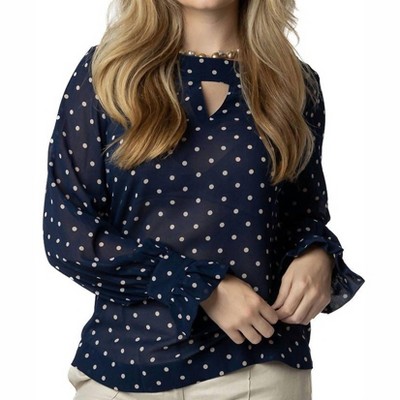 Women's Positano Polka-Dot Blouse - Coco Indigo M