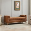 Sapphtopaz Modern Elegant Ottoman with Upholstered Entryway Bench with Wood Legs & 2 Bolster Pillows End of Bed Bench for Living Room,Bedroom - 2 of 4