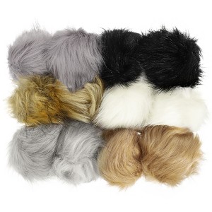 Unique Bargains Fluffy Soft Elastic Faux Fur Pom Poms for Hats Scarves Gloves 12 Pcs - 1 of 4