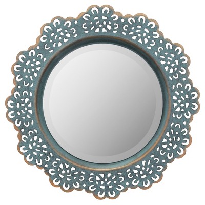 12.5" Decorative Floral Metal Lace Wall Mirror Dark Turquoise - Stonebriar Collection