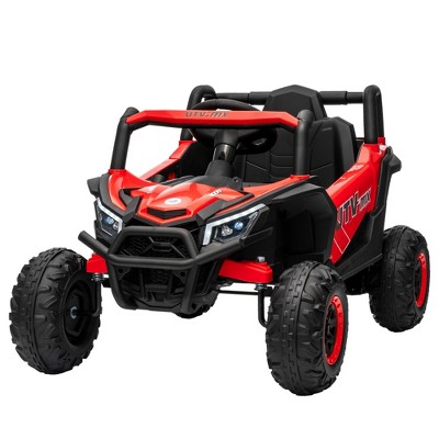 Kids Electric UTV 12V Ride On Truck - 4 Spring Suspension, EVA Tires, Double Open Doors, Bluetooth, LED Lights, Safety Belt for Ages 3-8