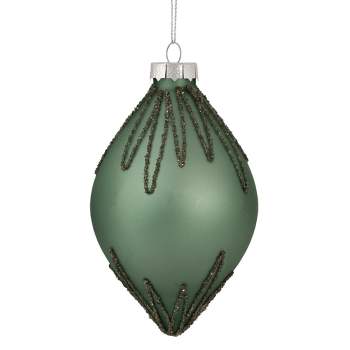 Northlight 5" Matte Green Starburst Finial Glass Christmas Ornament