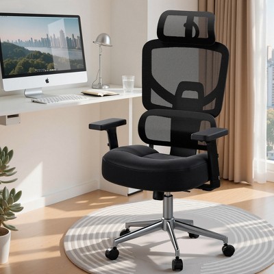 VECELO High Back Ergonomic Office Chair with Wheels, Tilt Mesh Computer Desk Chair with 3D Armrests & Headrest, Lumbar Support, Black
