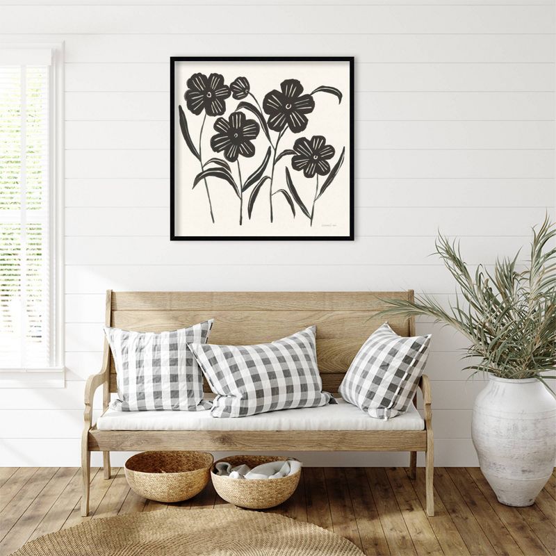 33&#34;x33&#34; Floral Simplicity I Cream by Danhui Nai Wood Framed Wall Art Print Black - Amanti Art, 6 of 11