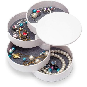 HTUTWOO Jewelry Organizer, Small Jewelry Box Earring Holder for Women Gifts, Jewelry Storage Box 4-Layer Rotatable Jewelry Accessory Storage Tray - 1 of 4