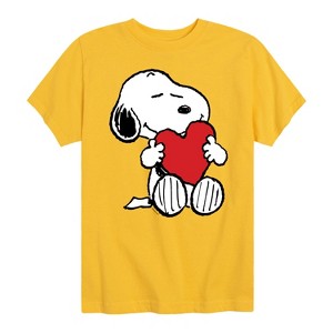 Boys' - Peanuts - Snoopy Valentine's Hugging Heart Short Sleeve Graphic T-Shirt - 1 of 4