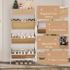 Rattan Shoe Cabinet, 3 Flip Doors and 1 Drawer Shoe Organizer, Adjustable Narrow Shoe Rack for Entryway - 4 of 4