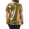 Women's Plus Size Metallic Sparkly Crew Neck Short Sleeve Party Disco Blouses - Agnes Orinda - 4 of 4
