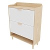 Homy Casa 2-Tier Flip Drawer Shoe Storage Cabinet with Solid Wood Legs, for Entryway, Natural - 2 of 4