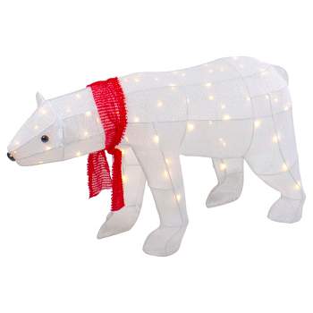 Northlight 32" LED Lighted Tinsel Polar Bear Outdoor Christmas Decoration