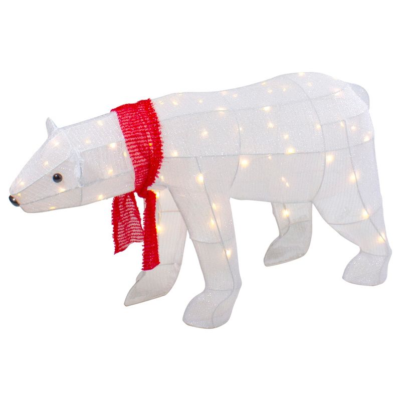 Northlight 32" LED Lighted Tinsel Polar Bear Outdoor Christmas Decoration, 1 of 9
