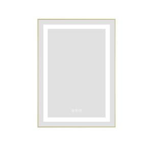 ChicFurnit Bathroom Vanity Mirrors Rectangle Frame Wall Mirror Anti Fog Mirror Decorative Wall Mirrors for Bathroom, Gold, 32"*1.5"*24" - 1 of 4