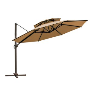 11.5' x 11.5' Double Top Round Aluminum Offset Umbrella with Crank - Crestlive Products - 1 of 4