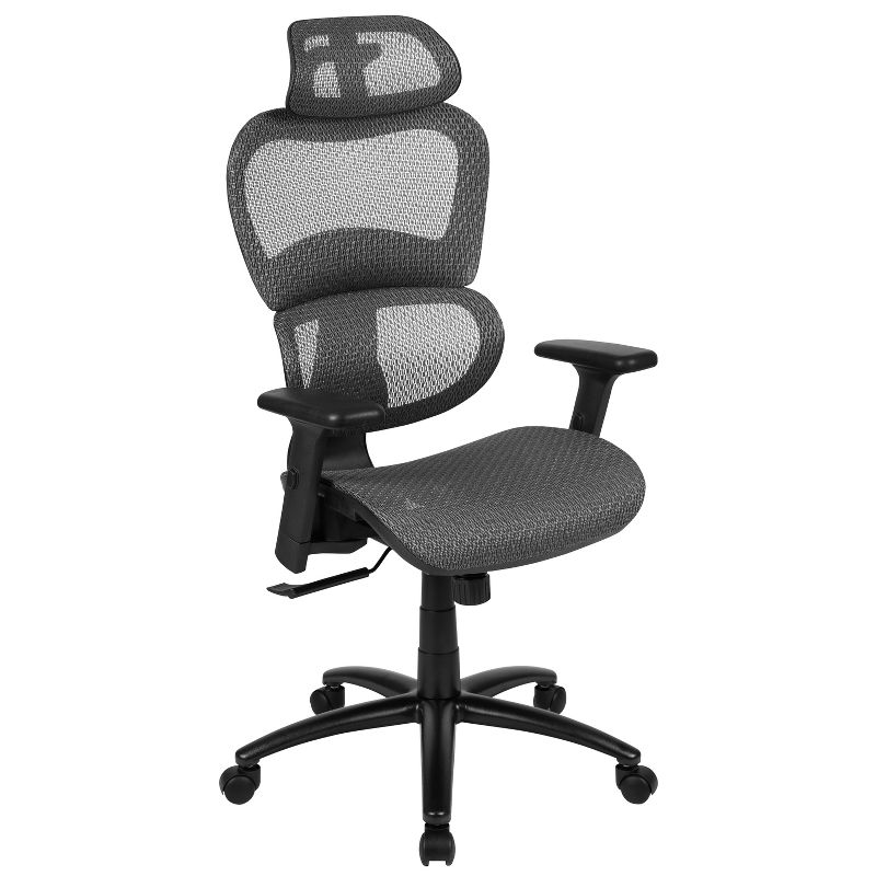 Flash Furniture Ergonomic Mesh Office Chair with 2-to-1 Synchro-Tilt, Adjustable Headrest, Lumbar Support, and Adjustable Pivot Arms, 1 of 14
