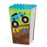 Big Dot of Happiness Smash and Crash - Monster Truck - Boy Birthday Party Favor Popcorn Treat Boxes - Set of 12